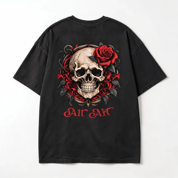 Unisex_Oversized_Skull_Graphic_T_Shirt_Premium_240_Gsm_Cotton_Streetwear_Back_Print_Tee_Black