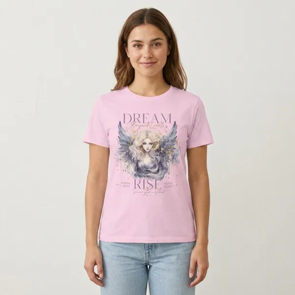 Womens_Regular_Fit_Graphic_T_Shirt_Dream_Angel_Aesthetic_Print_Soft_Cotton_Celestial_Teeight_Pink