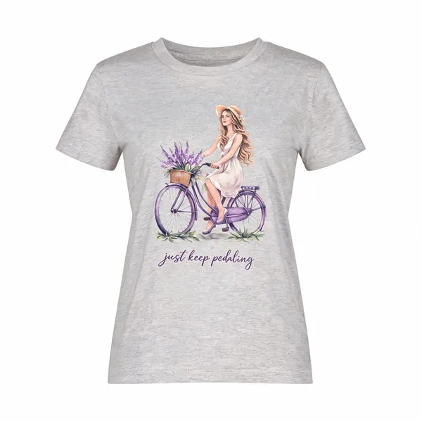 Womens_Regular_Fit_Graphic_T_Shirt_Just_Keep_Pedaling_Bicycle_Print_Soft_Cotton_Casual_Tee_Melange_Grey