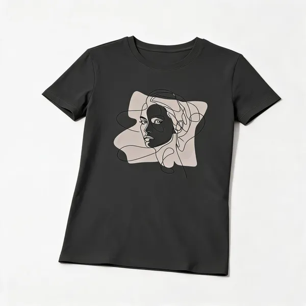 Womens_Regular_Fitine_Art_T_Shirt_Minimal_Abstract_Face_Graphic_Soft_Cotton_Aesthetic_Tee_Black