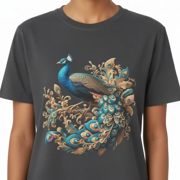 women-s-regular-fit-peacock-graphic-t-shirt-elegant-artistic-print-soft-cotton-casual-tee-Black-2XL