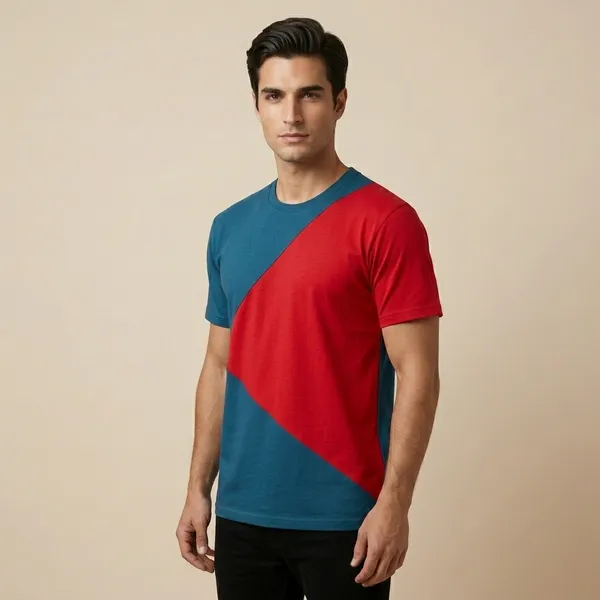 Red_And_Blue_Premium_Cotton_Blend_T-Shirt_For_Men