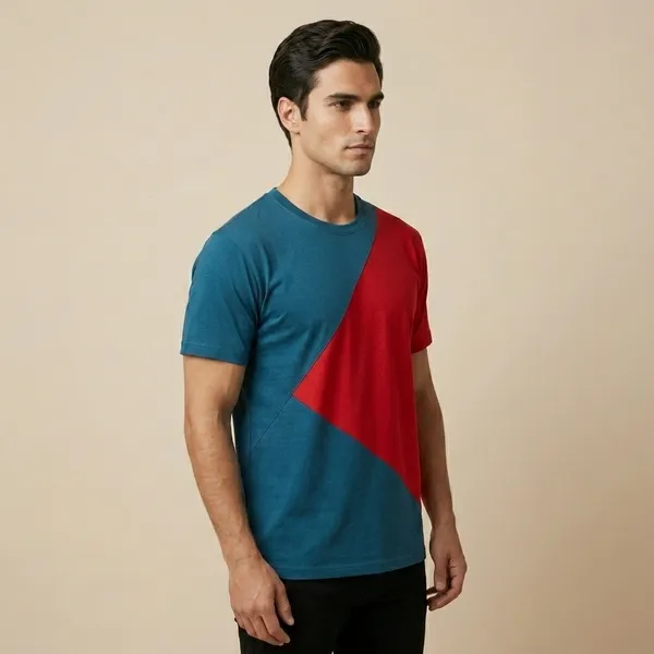 Red_And_Blue_Premium_Cotton_Blend_T-Shirt_For_Men