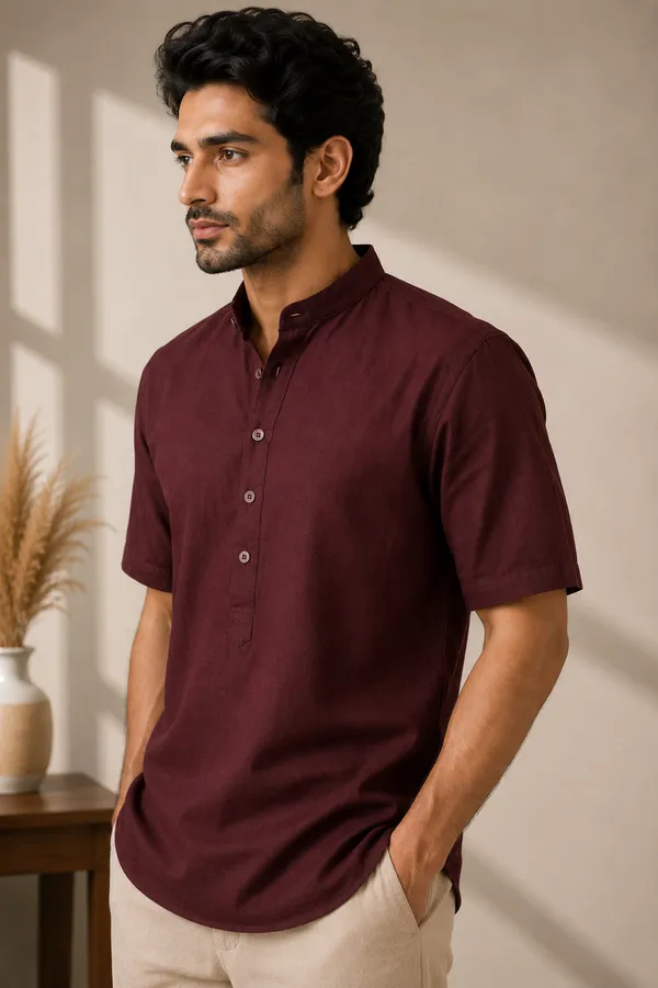 Cotton_Linen_Kurta_Half_Sleeve_Shirt