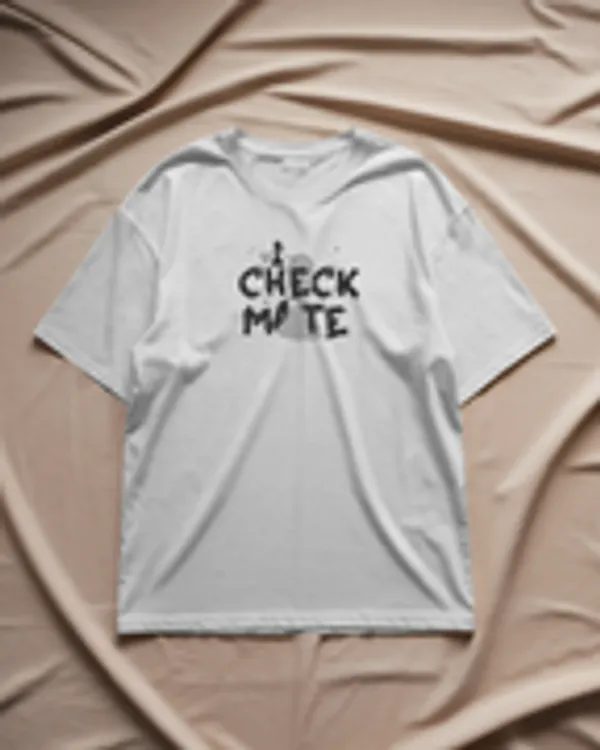 White_Cotton_Checkmate_Oversized_T-Shirt_For_Men