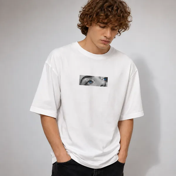 White_Cotton_Birds_Of_A_Feather_Oversized_T-Shirt_For_Men