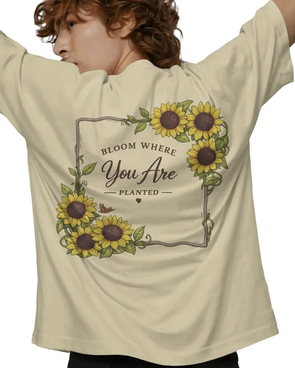 Beige_Cotton_Sunflower_Bloom_Oversized_T-Shirt_For_Men