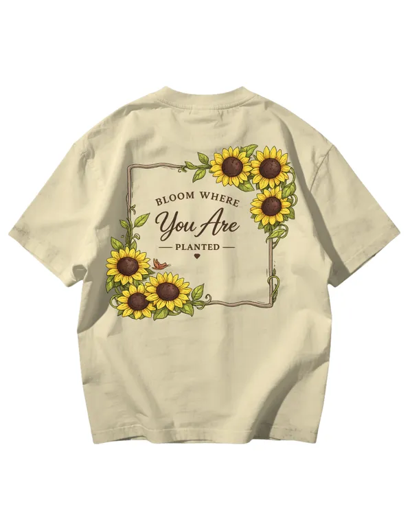 Beige_Cotton_Sunflower_Bloom_Oversized_T-Shirt_For_Men
