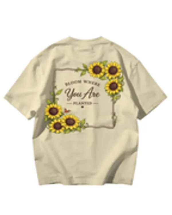 Beige_Cotton_Sunflower_Bloom_Oversized_T-Shirt_For_Men