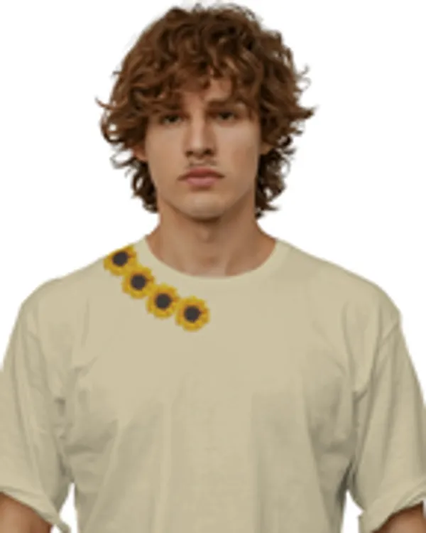 Beige_Cotton_Sunflower_Bloom_Oversized_T-Shirt_For_Men