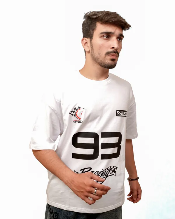 White_Cotton_93_Racing_Oversized_T-Shirt_For_Men