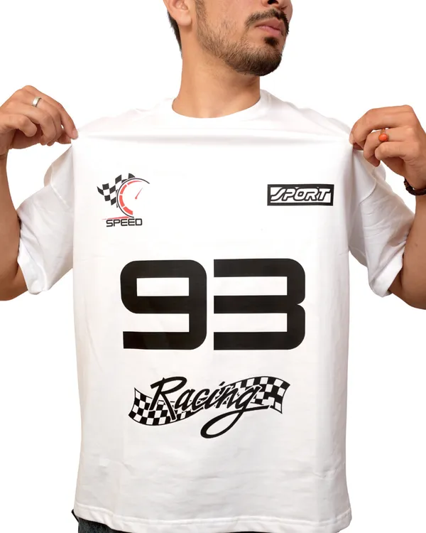 White_Cotton_93_Racing_Oversized_T-Shirt_For_Men