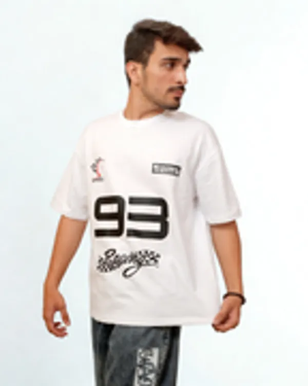 White_Cotton_93_Racing_Oversized_T-Shirt_For_Men