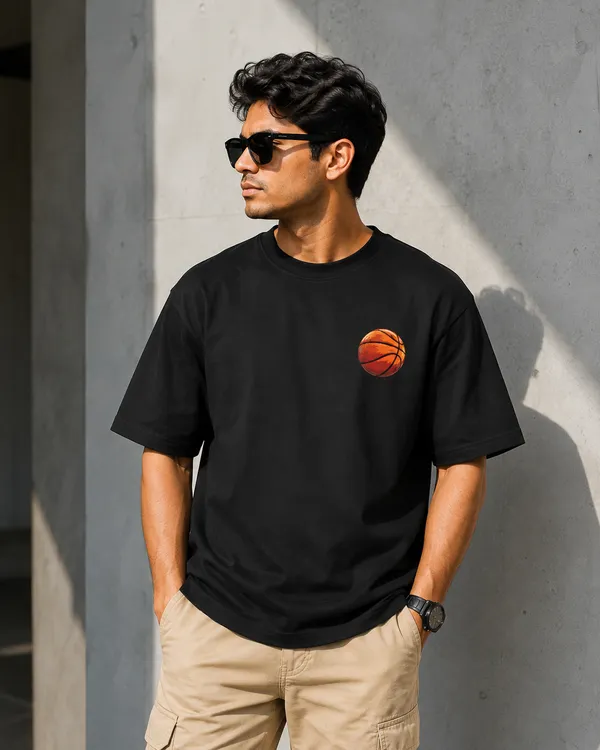 Black_Cotton_Jordan_Goat_23_Oversized_T-Shirt_For_Men