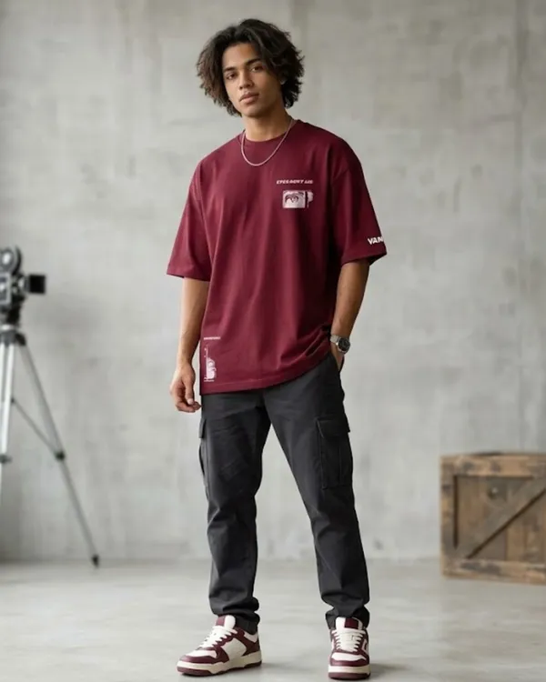 Maroon_COTTON_Oversized_T-Shirt_For_Men