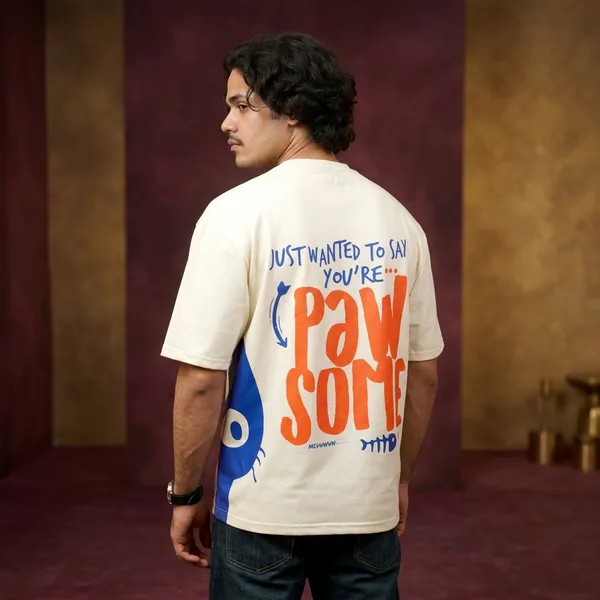 Beige_Cotton_Paw_Some_Oversized_T-Shirt_For_Men