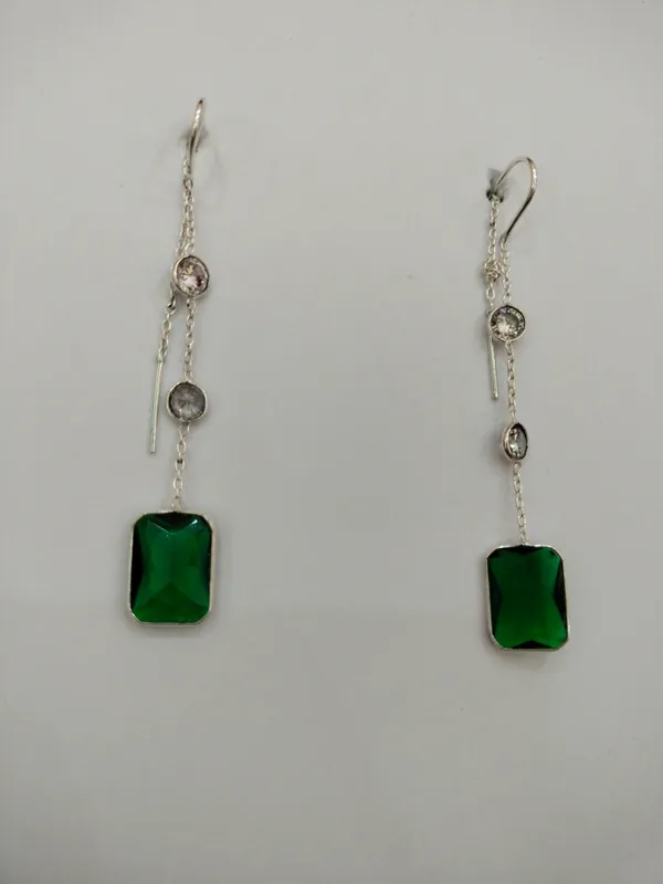 Green_Silver_Tone_Drop_Earrings_for_Women