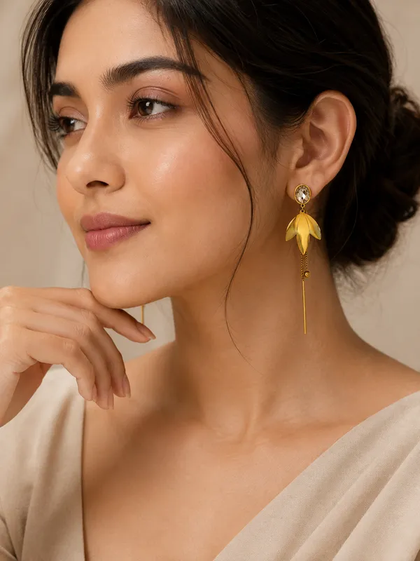 Gold_Plated_Leaf_Drop_Earrings_For_Women