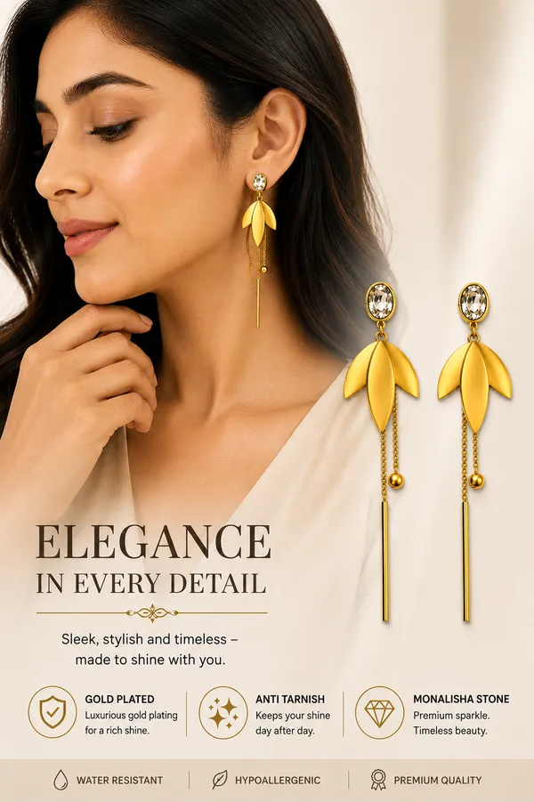 Gold_Plated_Leaf_Drop_Earrings_For_Women
