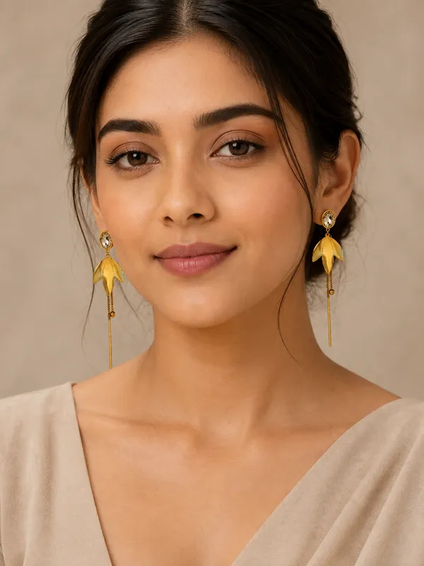 Gold_Plated_Leaf_Drop_Earrings_For_Women