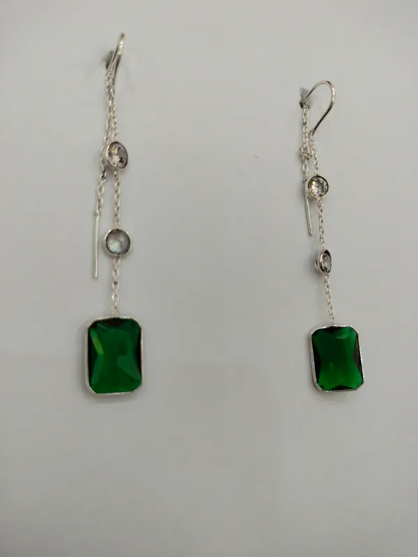 Green_Silver_Tone_Drop_Earrings_for_Women