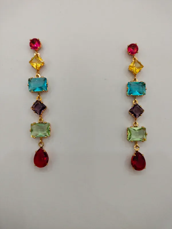 Multicolour_Gold_Tone_Drop_Earrings_for_Women