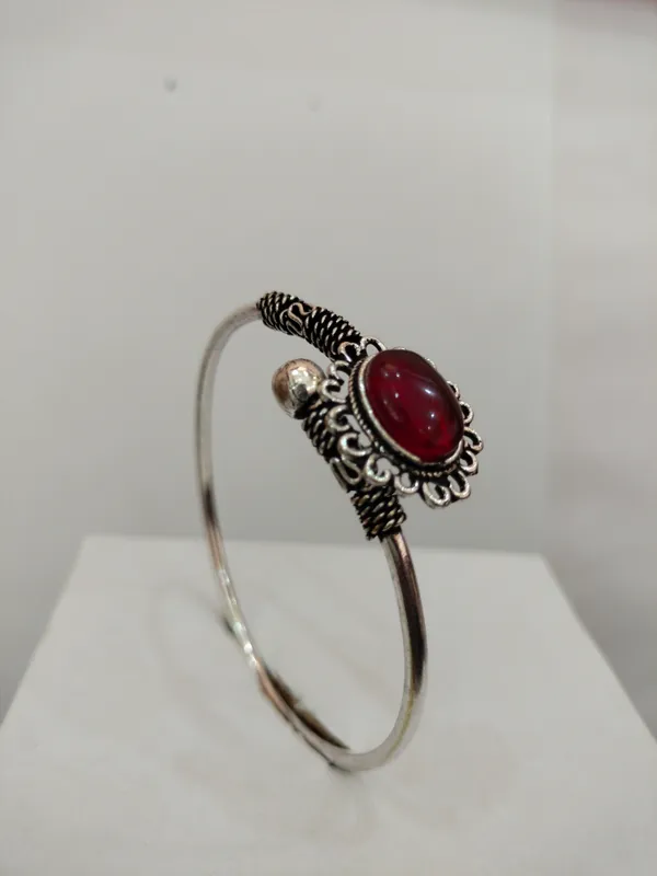 Red_Stone_Silver-Tone_Cuff_Bracelet_for_Women