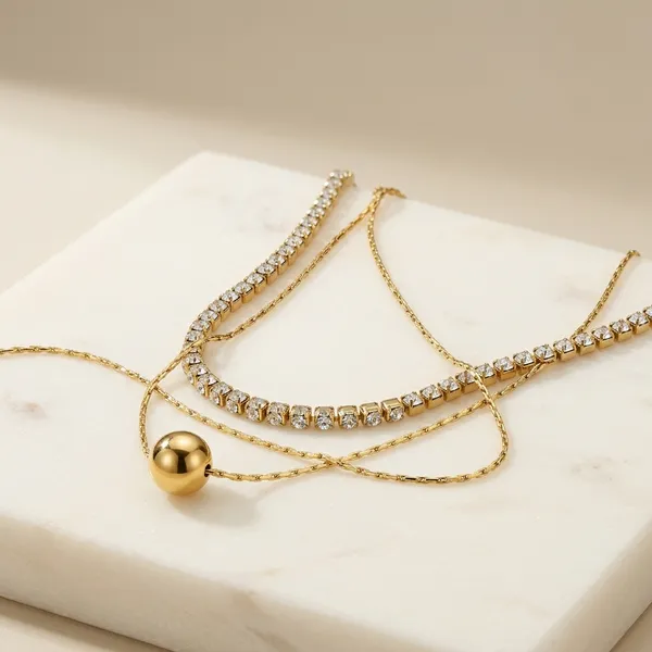 18K_Gold_Plated_Stone_Layered_Necklace_For_Women