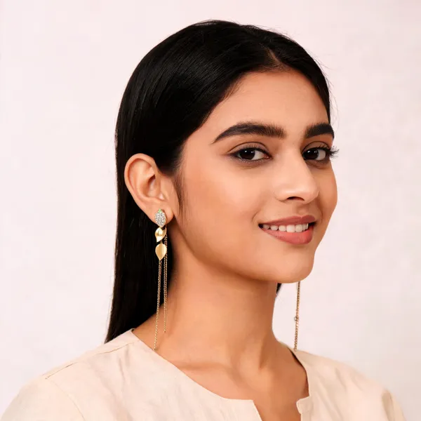 Gold_Gold_Plated_Leaf_Chain_Drop_Earrings_For_Women