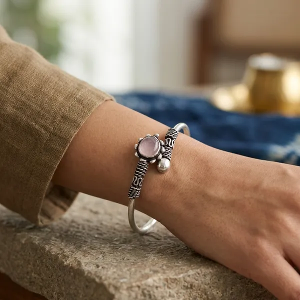 Pink_And_Silver_Silver_Plated_Stone_Bangle_For_Women