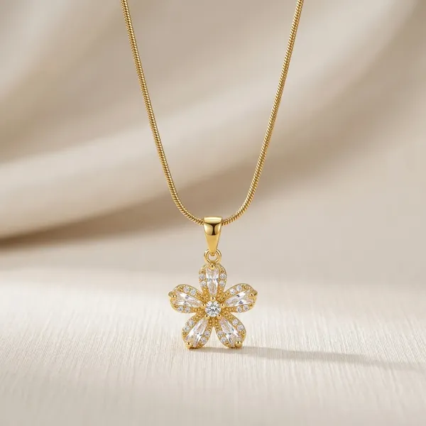 18K_Gold_Plated_Floral_Stone_Pendant_Necklace_For_Women