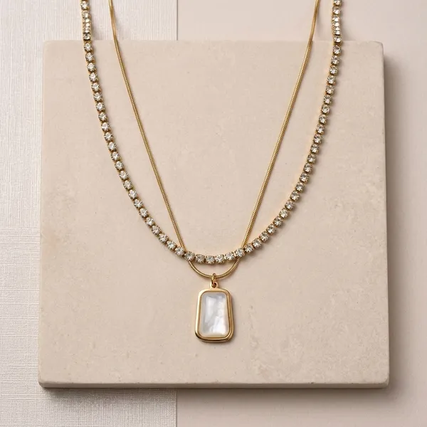 18K_Gold_Plated_Layered_Statement_Pendant_Necklace_For_Women