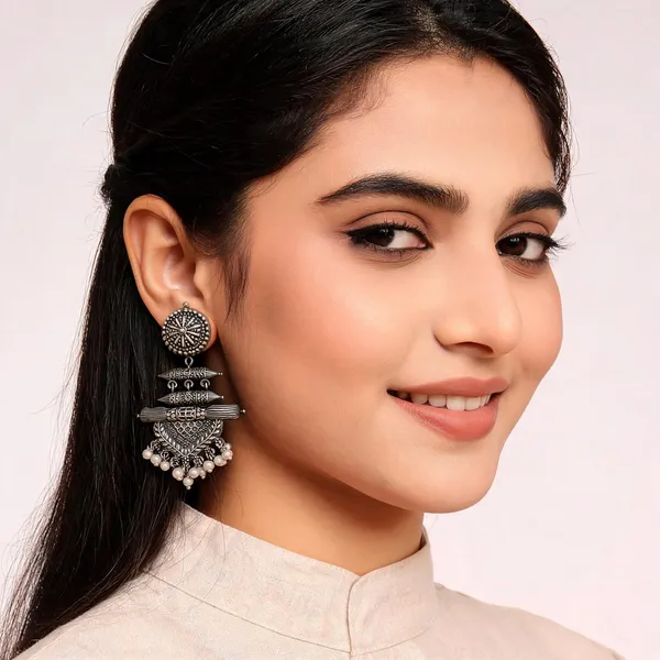Silver_Brushed_Finish_Oxidized_Statement_Drop_Earrings_For_Women