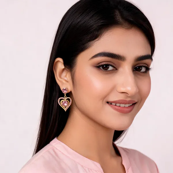 Pink_Gold_Plated_Heart_Stone_Drop_Earrings_For_Women
