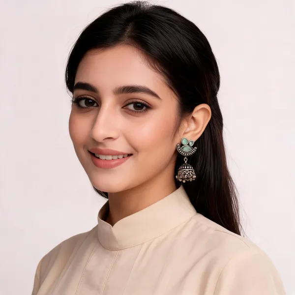 Green_Silver_Oxidised_Jhumka_Earrings_For_Women