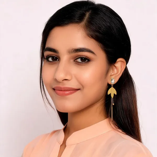 Gold_Plated_Leaf_Drop_Earrings_For_Women