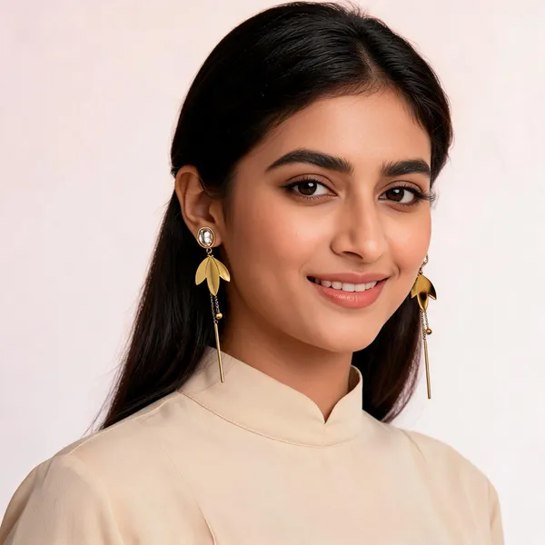 Gold_Plated_Leaf_Drop_Earrings_For_Women