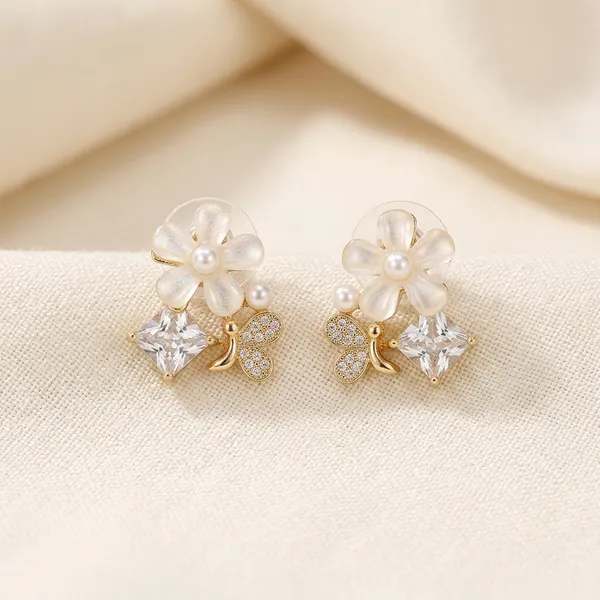 Gold_Plated_Floral_Cluster_Stud_Earrings_For_Women