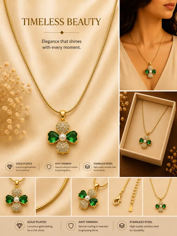 18K_Gold_Plated_Floral_Stone_Pendant_Necklace_For_Women
