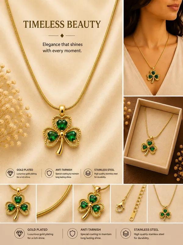 Gold_18K_Plated_Clover_Pendant_Necklace_For_Women
