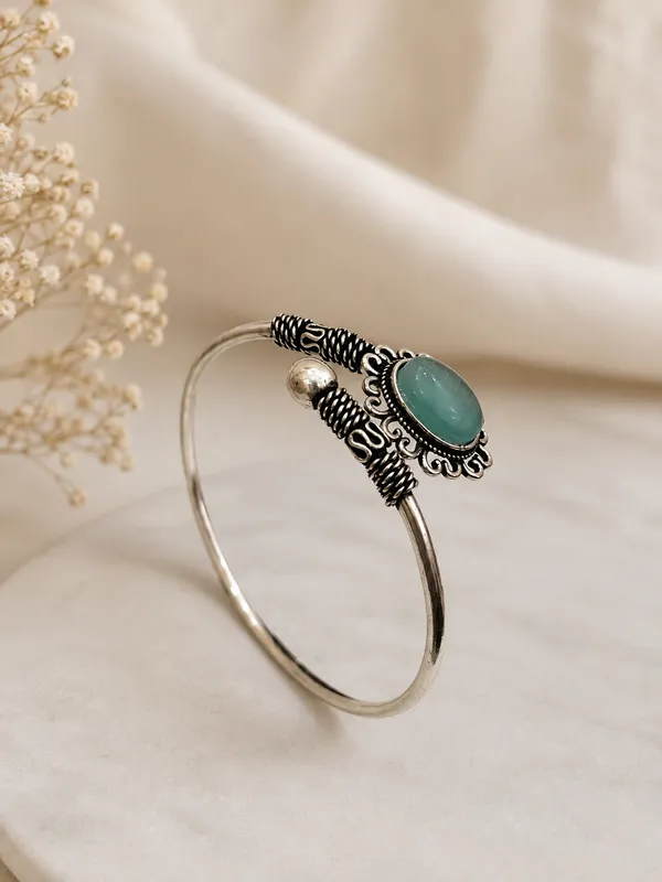 Silver_Blue_Stone_Cuff_Bracelet_For_Women