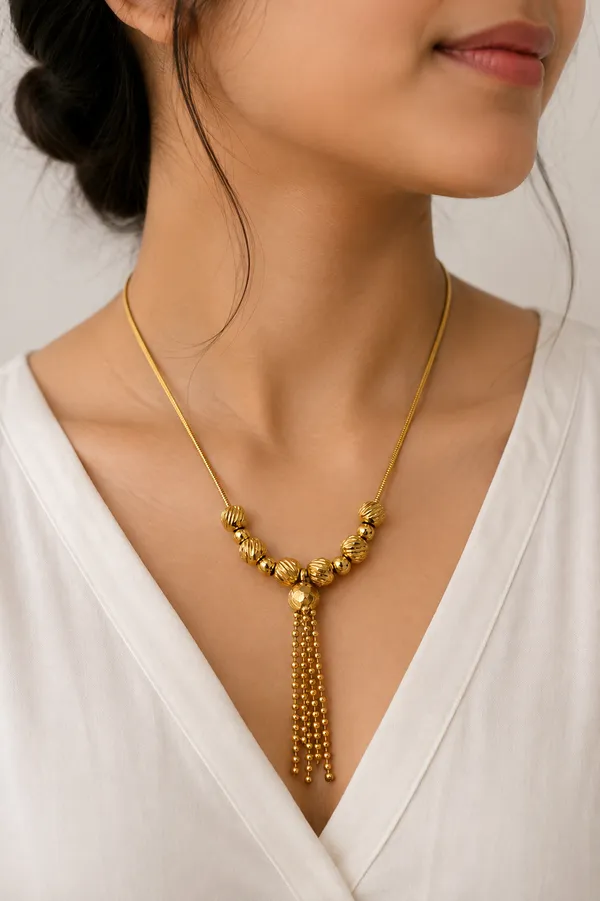18K_Gold_Plated_Textured_Pendant_Necklace_For_Women