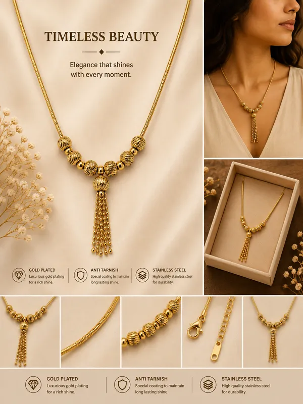 18K_Gold_Plated_Textured_Pendant_Necklace_For_Women