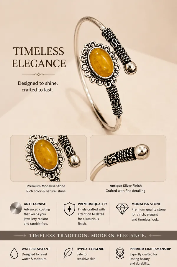Silver_And_Yellow_Silver_Plated_Oval_Stone_Cuff_Bracelet_For_Women