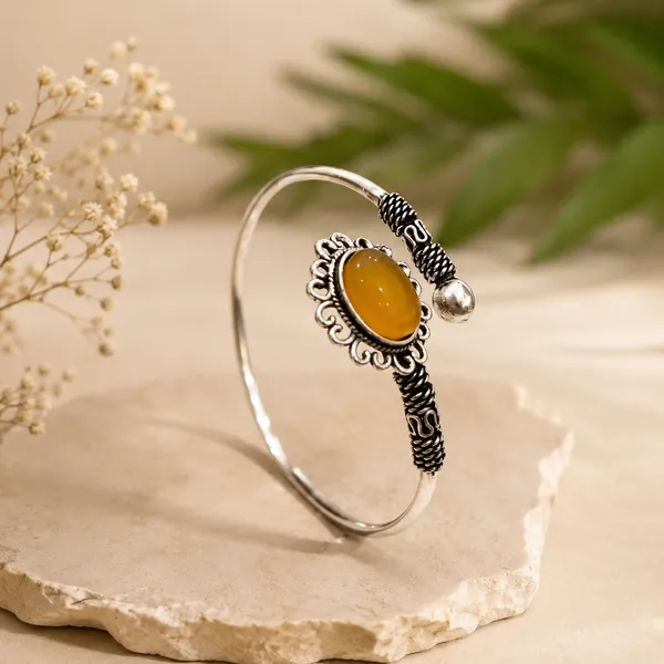 Silver_And_Yellow_Silver_Plated_Oval_Stone_Cuff_Bracelet_For_Women
