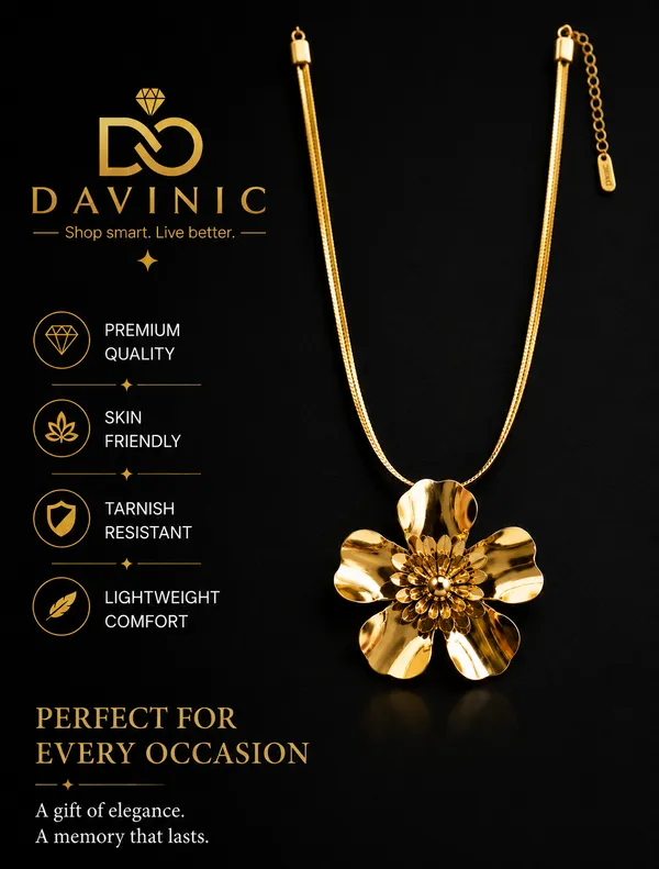 18K_Gold_Plated_Floral_Pendant_Necklace_For_Women