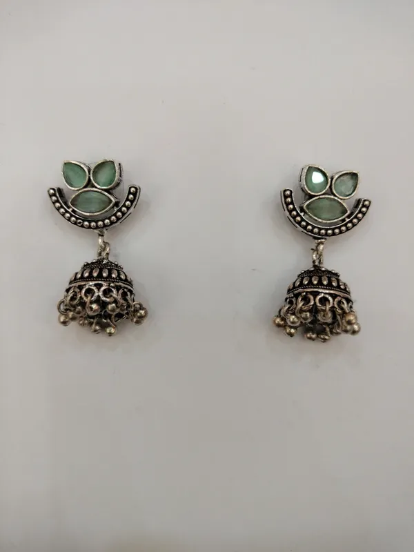 Green_Stone_Oxidized_Silver_Jhumka_Earrings_for_Women