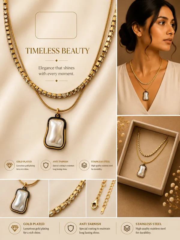 18K_Gold_Plated_Layered_Statement_Pendant_Necklace_For_Women
