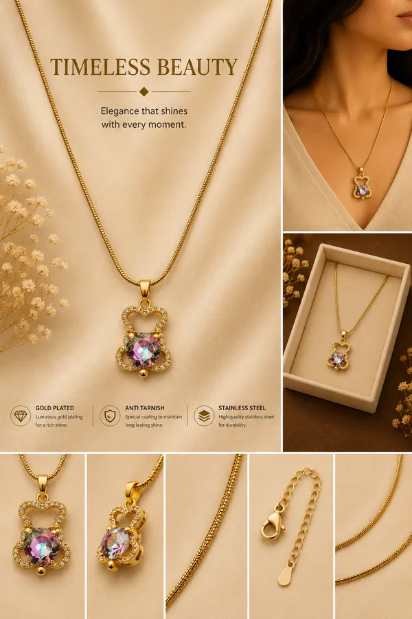 18K_Gold_Plated_Teddy_Bear_Stone_Pendant_Necklace_For_Women