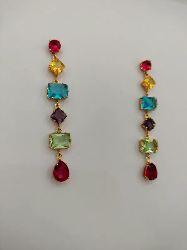 Multicolour_Gold_Tone_Drop_Earrings_for_Women